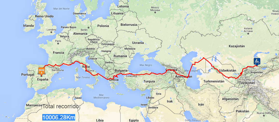 Globalrider - Ruta hasta el día 28 de junio (10.000 kilómetros)