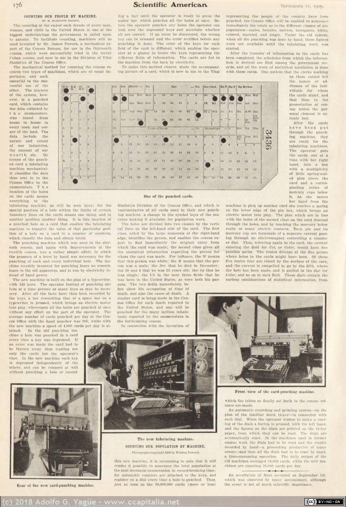 149 - Counting our people by Machine. Scientific American, 1909