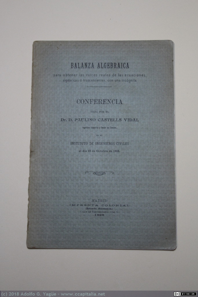 054 - Balanza Algebraica. Dr. Paulino Castells Vidal (1), 1909