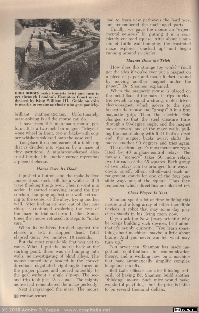 090 - This Mouse is Smarter than you are (Shannon). Popular Science (2), 1952