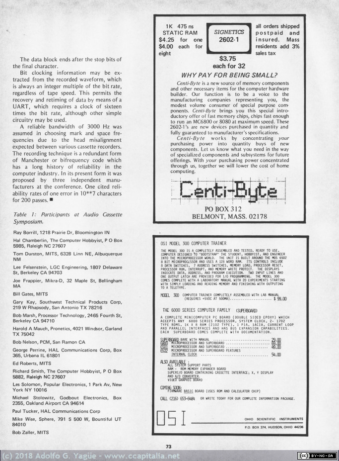 496 - Report Cassette Symposum. Byte febrero (2), 1976