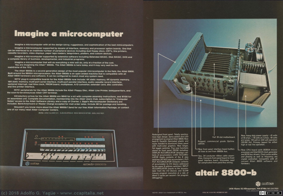 867 - Altair 8800-b. Imagine a microcomputer. Popular Electronics, 1976