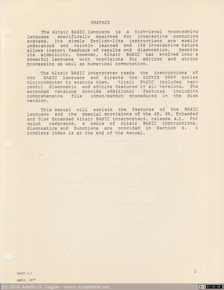 818 - Altair 8800 Basic. Reference Manual version 4.1 (3), 1977