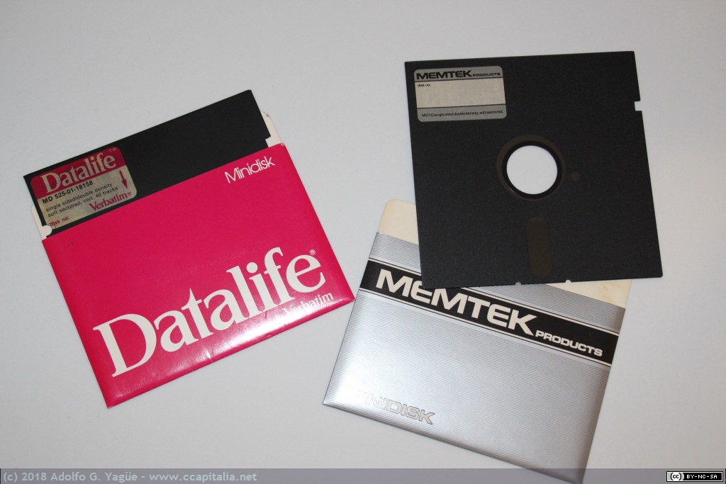 778 y 777 - Minidisk Datalife y Memtek de 5" 1/4 (una cara y doble densidad), 1980