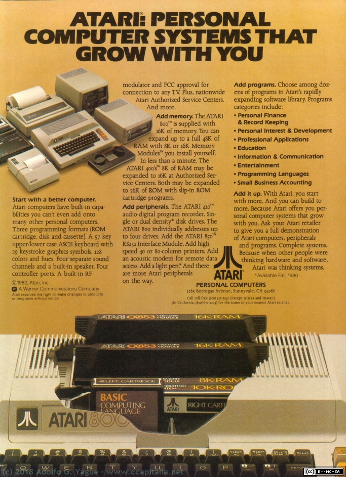 905 - Atari 800. Personal Computer System That Grow With You, 1980