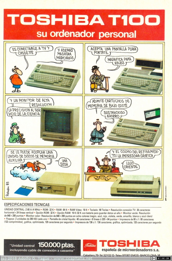 1003 - Toshiba T100. Su ordenador personal, 1983