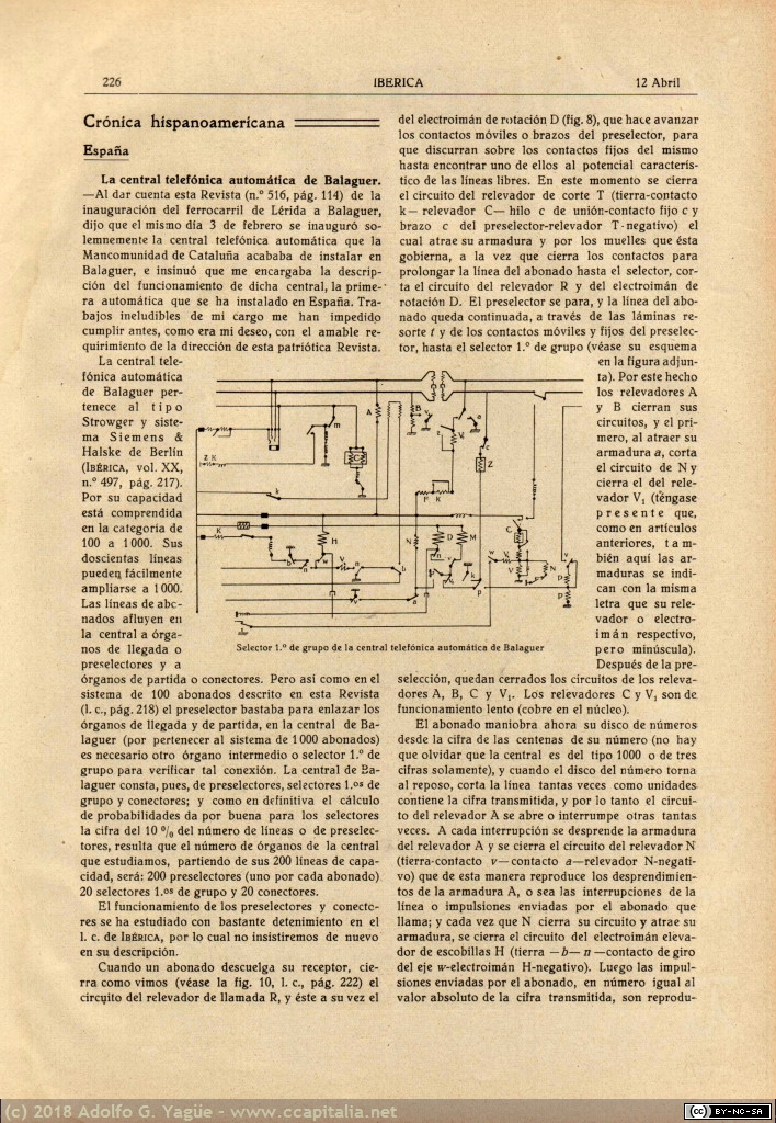 1104 - La central telefónica de Balaguer. Revista Ibérica (1), 1924