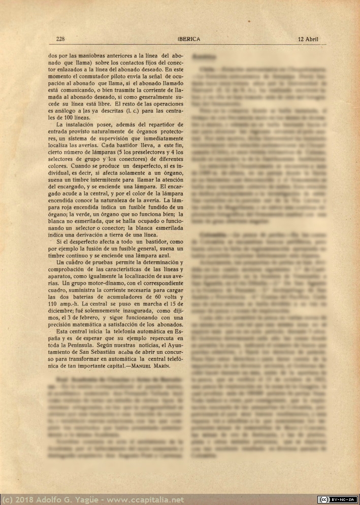 1104 - La central telefónica de Balaguer. Revista Ibérica (3), 1924