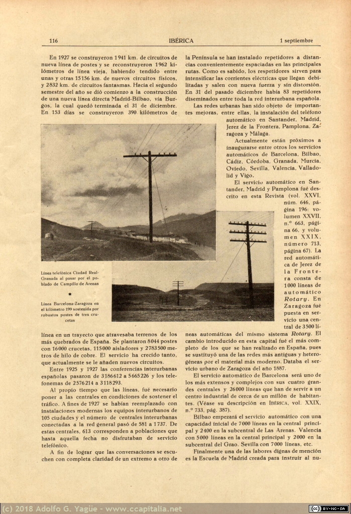 1083 - La red telefónica española. Revista Ibérica (4), 1928