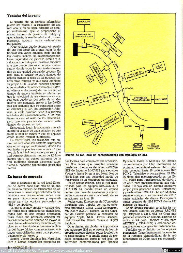 552 - Redes locales, la conexión inteligente. Revista Micros número 11 (7), 1984