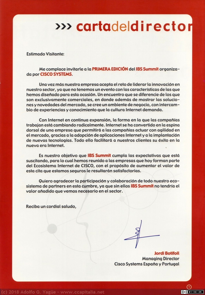 333 - Programa de ponencias del Cisco IBS Summit (2), 2001