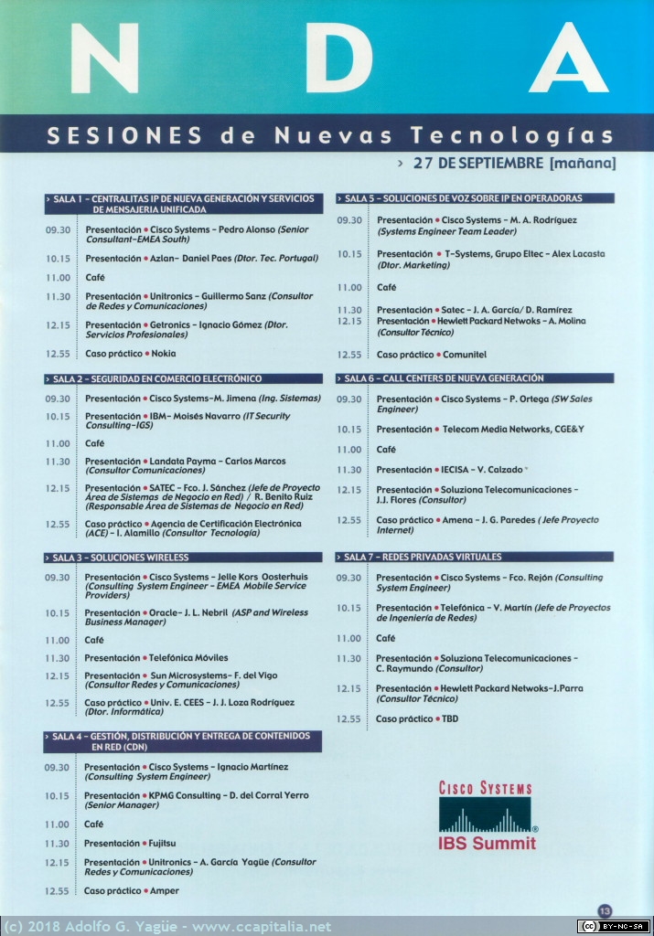 333 - Programa de ponencias del Cisco IBS Summit (4), 2001