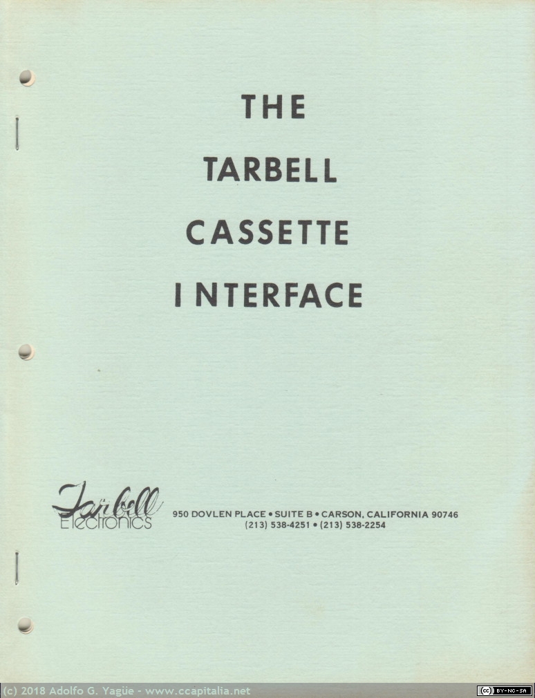 804 - The Tarbell Cassette Interface. Manual de usuario (2), 1976