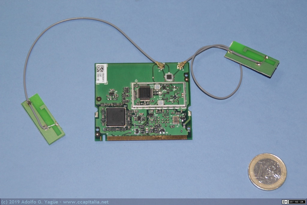 1157 - Mini PCI 802.11b Intel PROWireless 2100B (Intel, Symbol y Philips) y antenas PCB, 2003