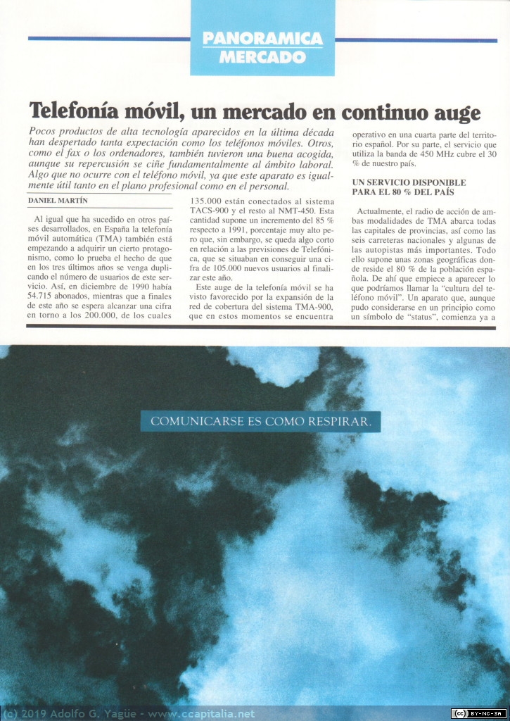 1190 - Sistemas de comunicaciones móviles. Telefonía móvil, un mercado en continuo auge (2), 1992