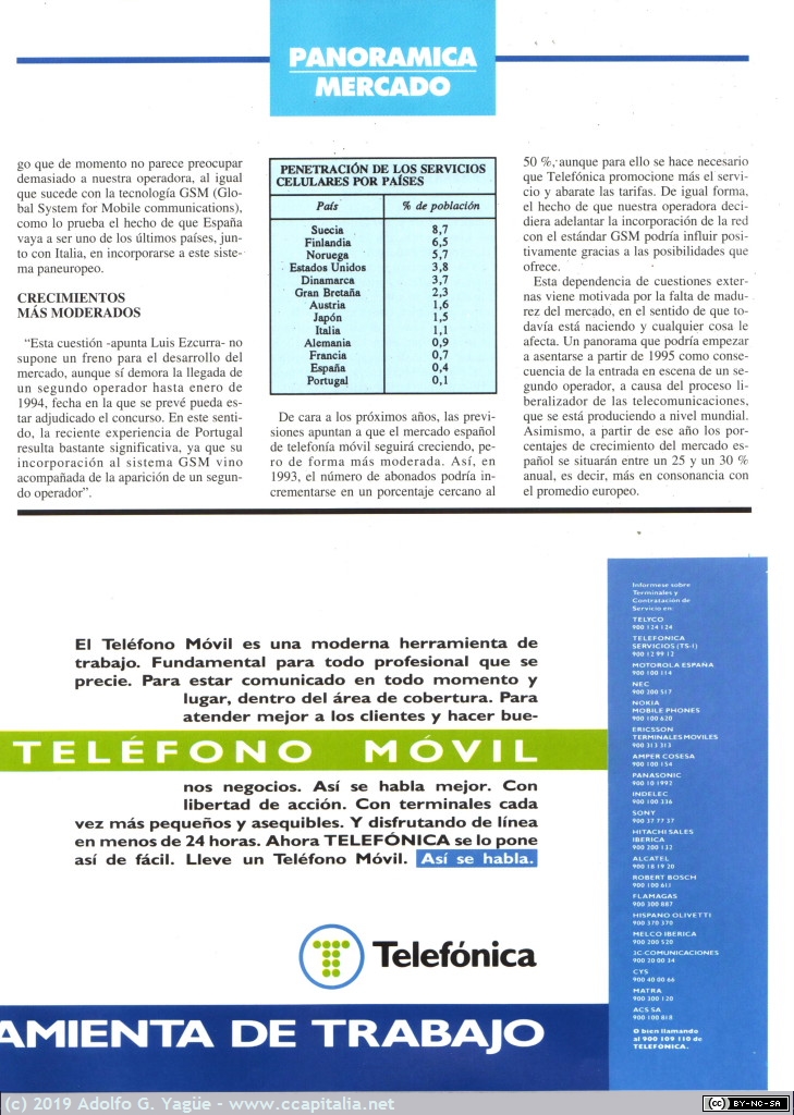 1190 - Sistemas de comunicaciones móviles. Telefonía móvil, un mercado en continuo auge (5), 1992