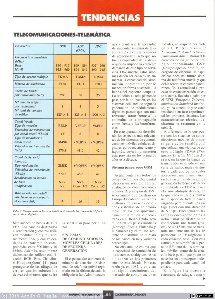 1190 - Sistemas de comunicaciones móviles. Sistema de comunicaciones móviles (3), 1992