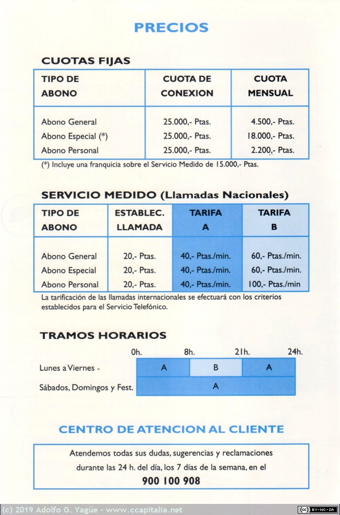 1159 - MoviLine Modalidad de Servicio 900A. Tarifas (2), 1993