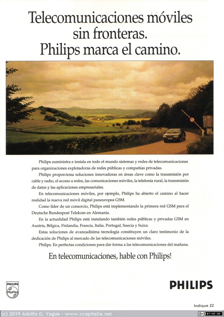 1190 - Telecomunicaciones móviles sin fronteras. Philips marca el camino. Mundo Electrónico número 234, 1992
