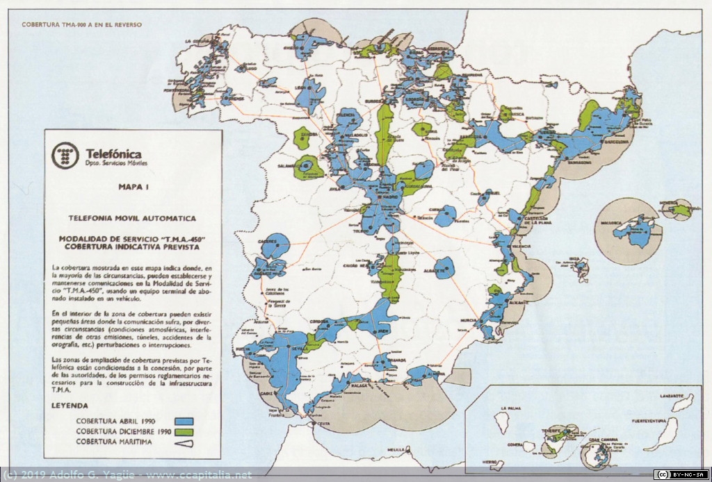 1158 - Modalidad de servicio TMA-450. Cobertura indicativa prevista, 1991