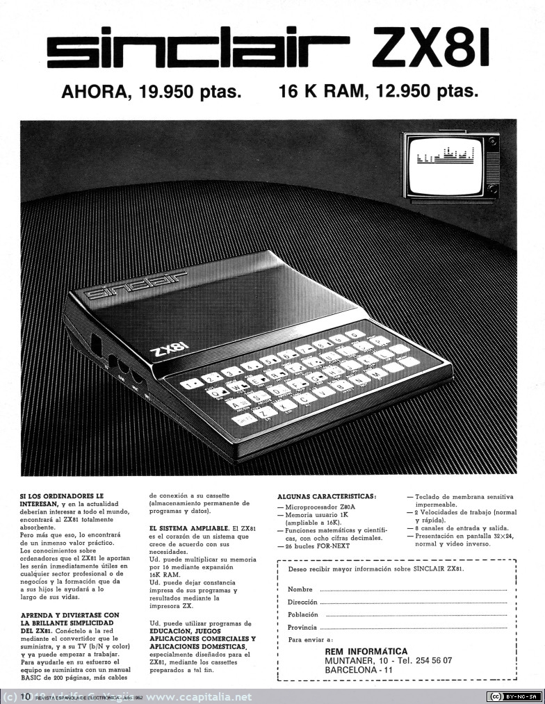 1200 - REM Informática. Sinclair ZX81, 1982