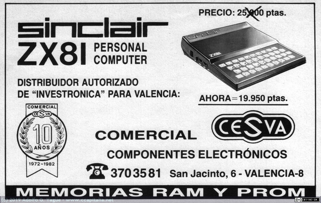1201 - CESVA Comercial Componentes Electrónicos. Sinclair ZX81, 1982