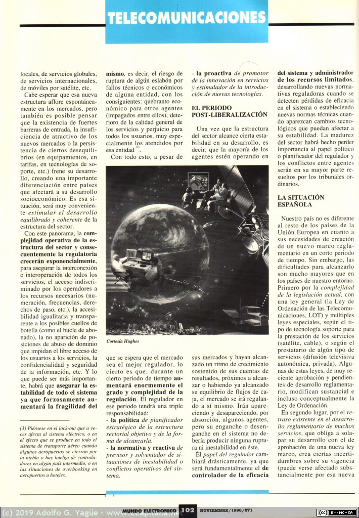 1206 - El establecimiento de una nueva regulación. Mundo Electrónico número 271 (3), 1996