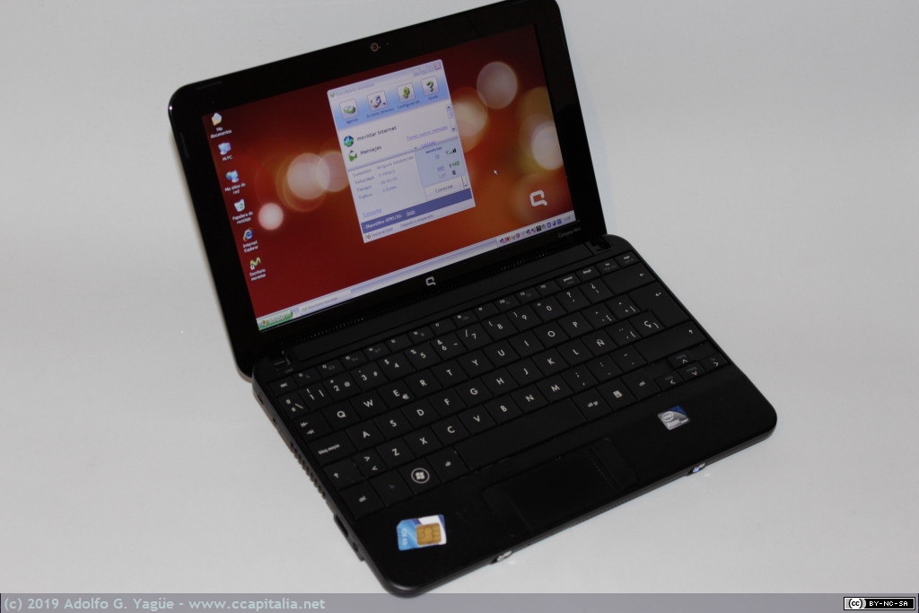 1077 - HP Compaq Mini 110 con modem 3G HSDPA interno (CPU Intel Atom y Windows XP), 2009
