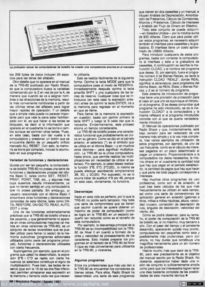 1274 - La TRS-80 de bolsillo. Mecánica Popular (2), 1981
