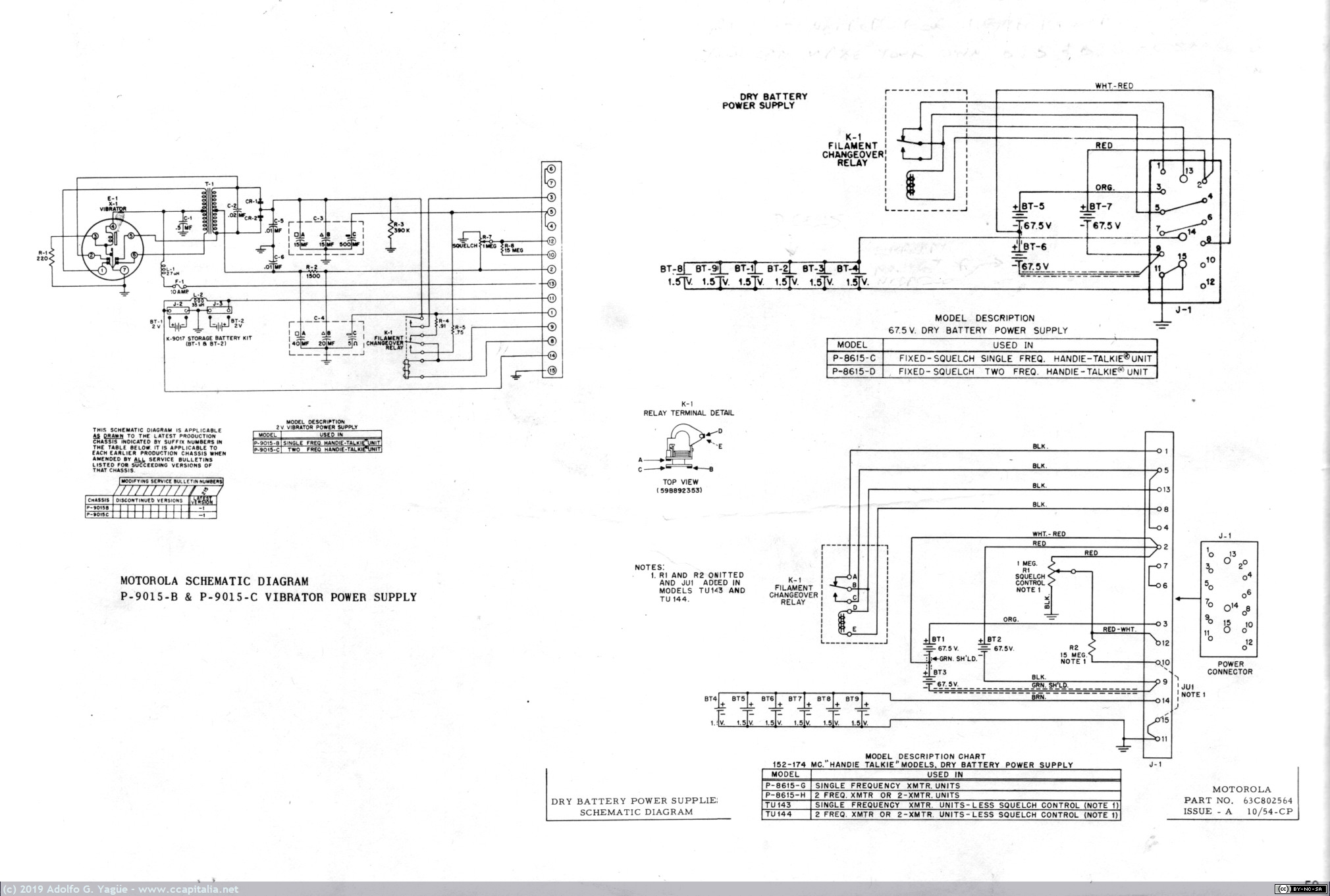1275 -  Motorola Handie-Talkie schematic diagram (3), 1954 