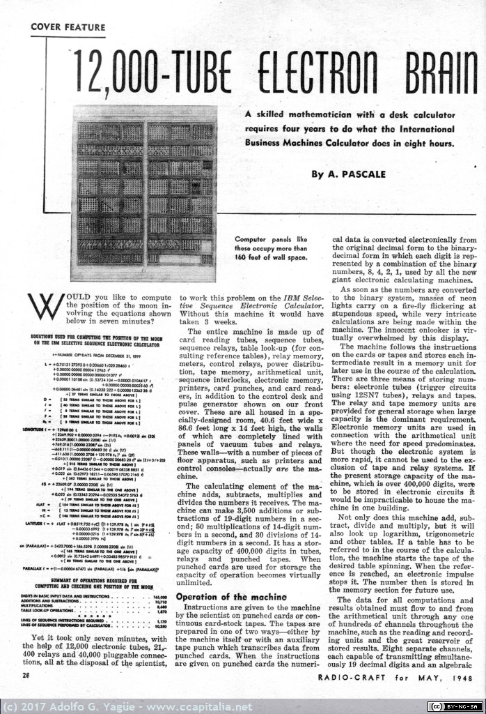 081 - IBM Selective Electronic Calculator. Revista Radio Craft (2), 1948