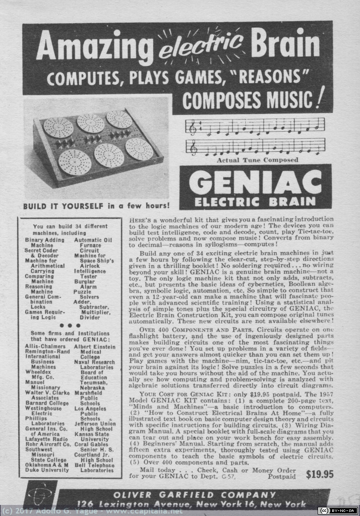 096 - Geniac. Amanzing electric brain, 1957