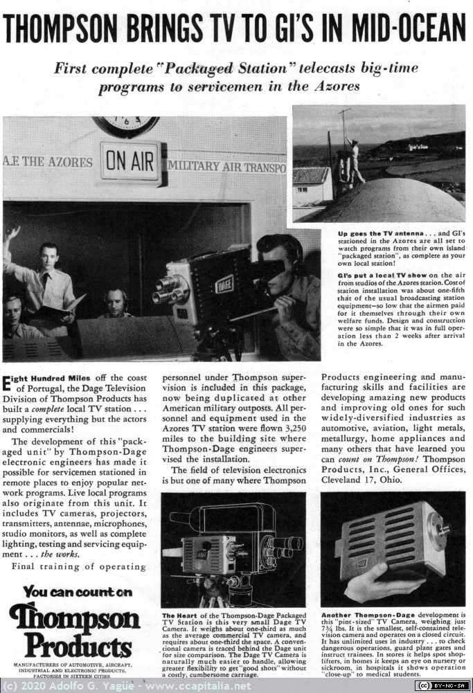 1349 - Thompson brings TV to gi's in mid-ocean (Dage TV camera), 1955