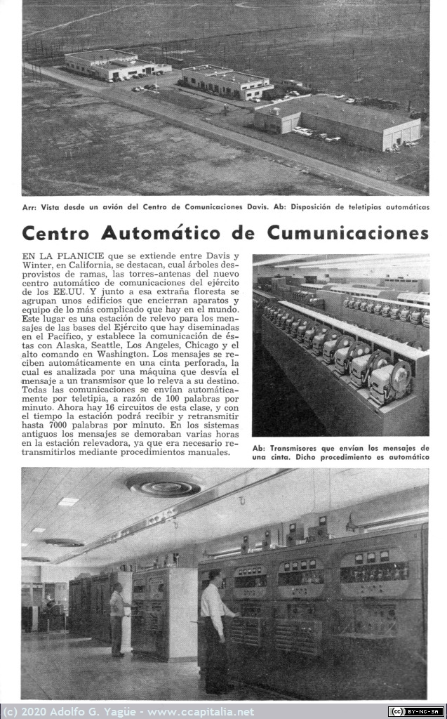 1369 - Centro automático de comunicaciones. (Conmutación y reenvio de mensajes). Mecánica Popular. Diciembre, 1956