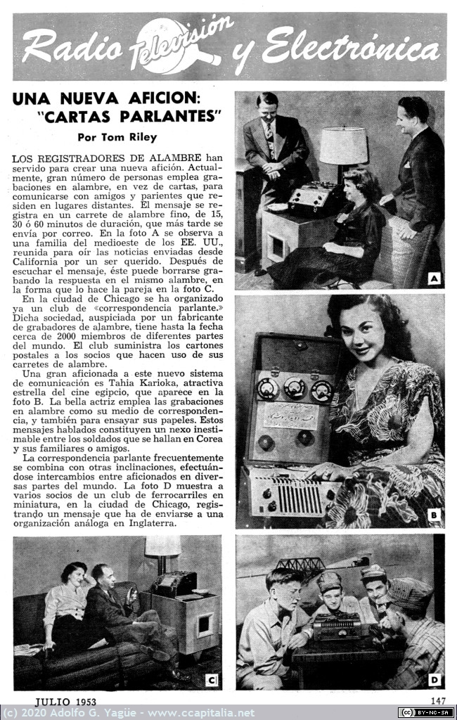 1362 - Una nueva afición “cartas parlantes”. Mecánica Popular. Junio, 1953