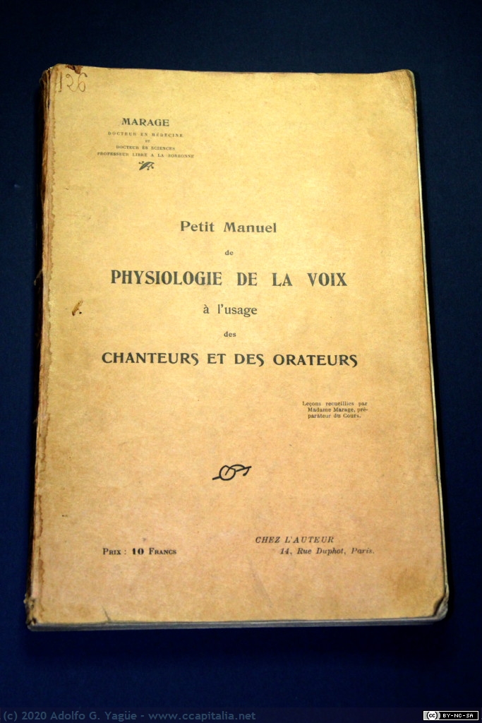 1402 - Petit Manuel de Phycologie de la Voix. Madame Docteur Marage (1), 1911