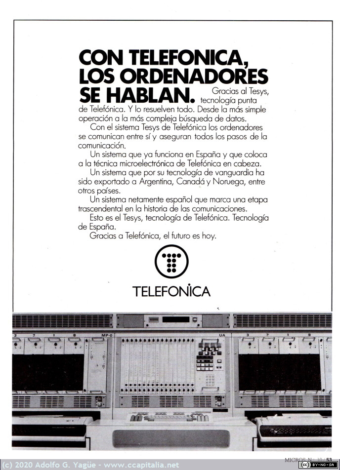 537 - Con Telefónica los ordenadores se hablan. Chip Micros, 1984