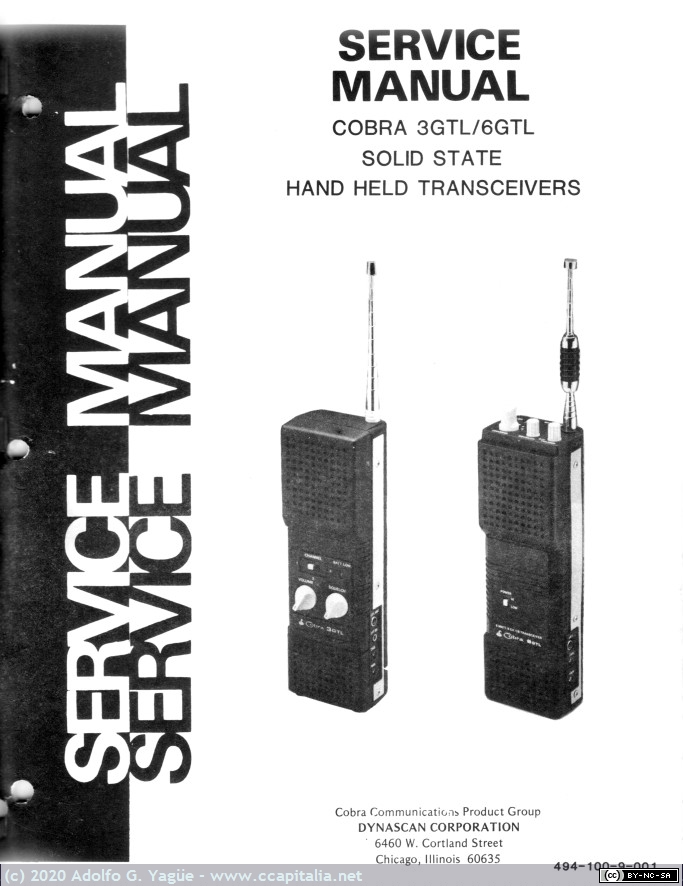 623 - Service Manual Cobra 3GTL/6GTL hand held transceivers (1), 1981