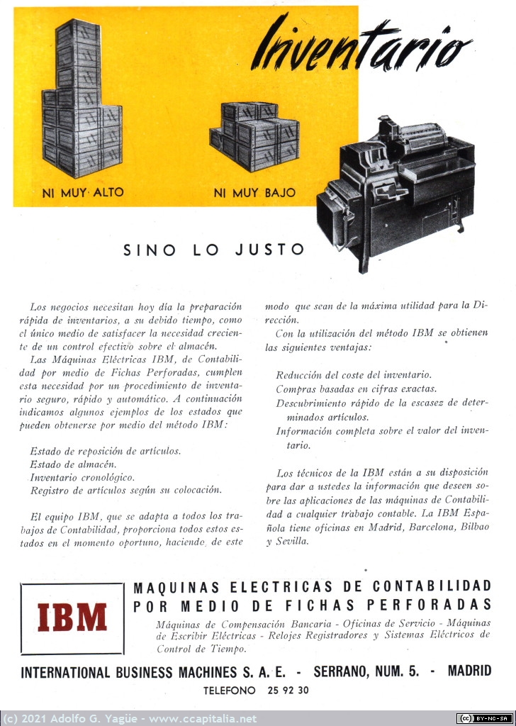 1477 - IBM. Máquinas Eléctricas de Contabilidad por Medio de Fichas Perforadas, 1951