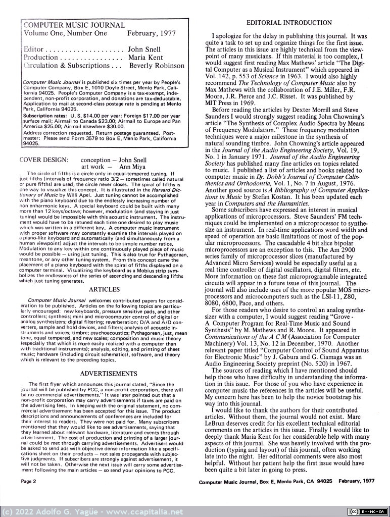 1566 - Computer Music Journal. Número 1. Editorial (3)