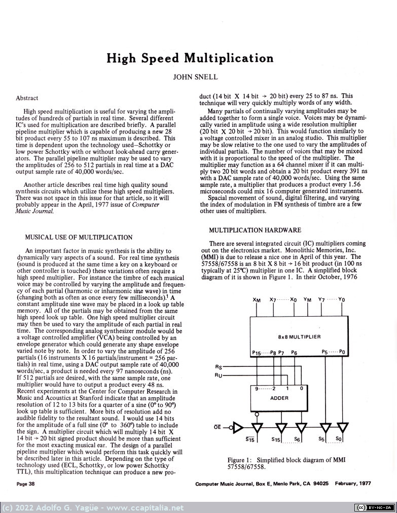 1566 - Computer Music Journal. Número 1. High Speed Multiplication, Snell (5)