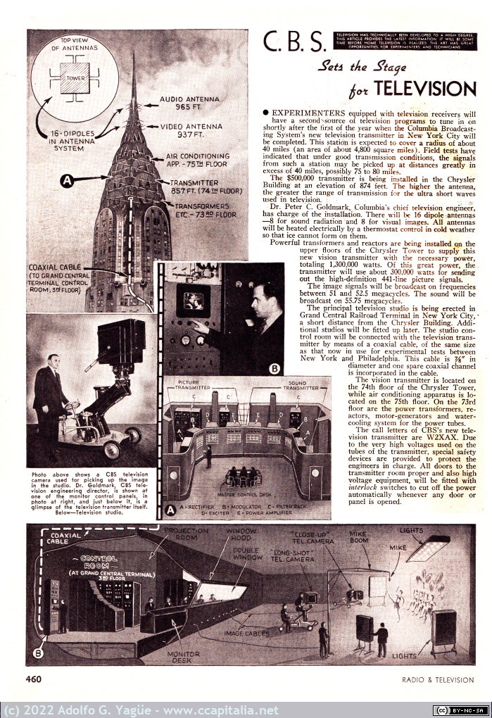 1634 - CBS Sets the Stage for Television. Chrysler Tower. Diciembre, 1938