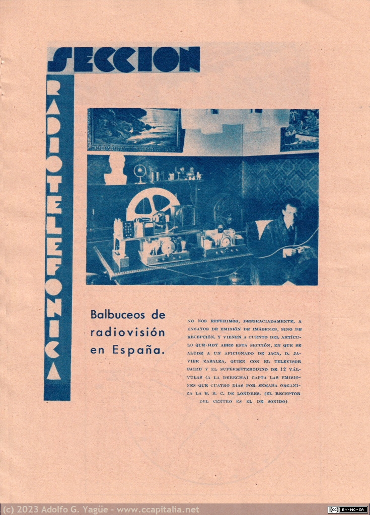 1652 - Balbuceos de radiovisión en España. Blanco y Negro. 2 Julio (1), 1933