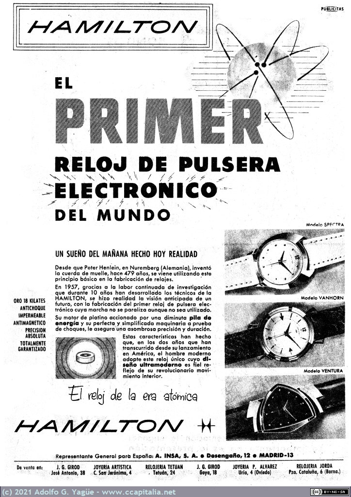 1507 - Hamilton. El primer reloj de pulsera electrónico del mundo, 1960