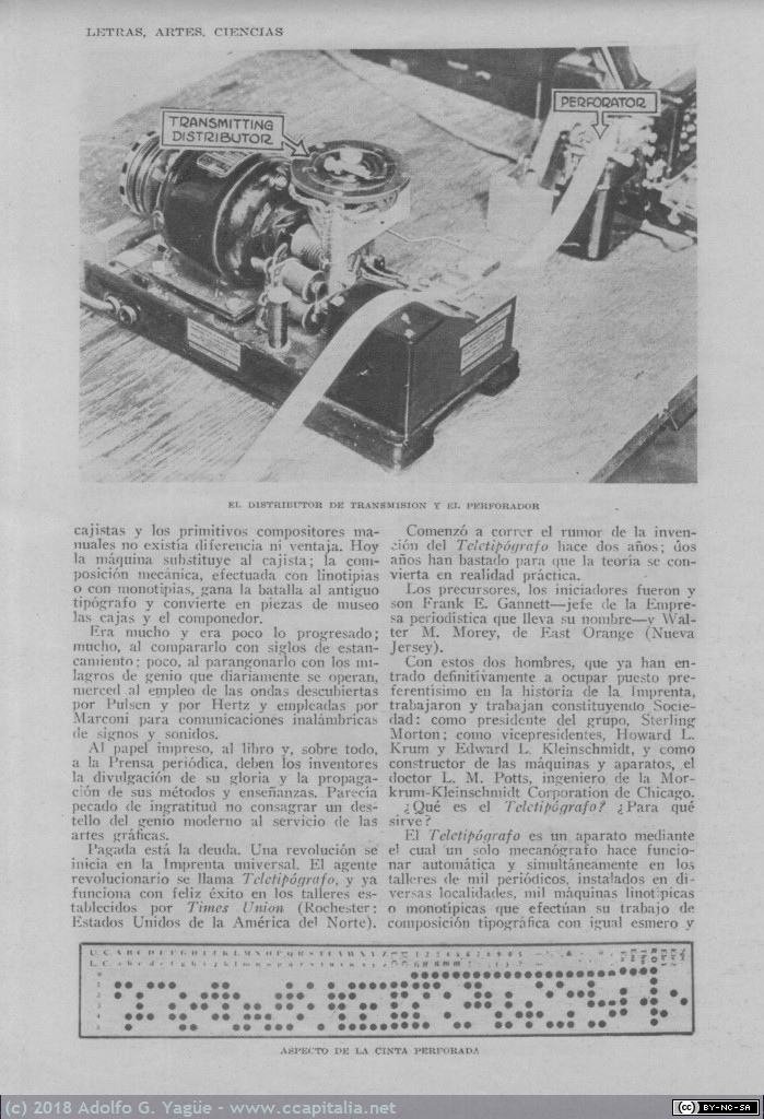 782 - Invención y funcionamiento del teletipógrafo. Blanco y Negro (2), 1929