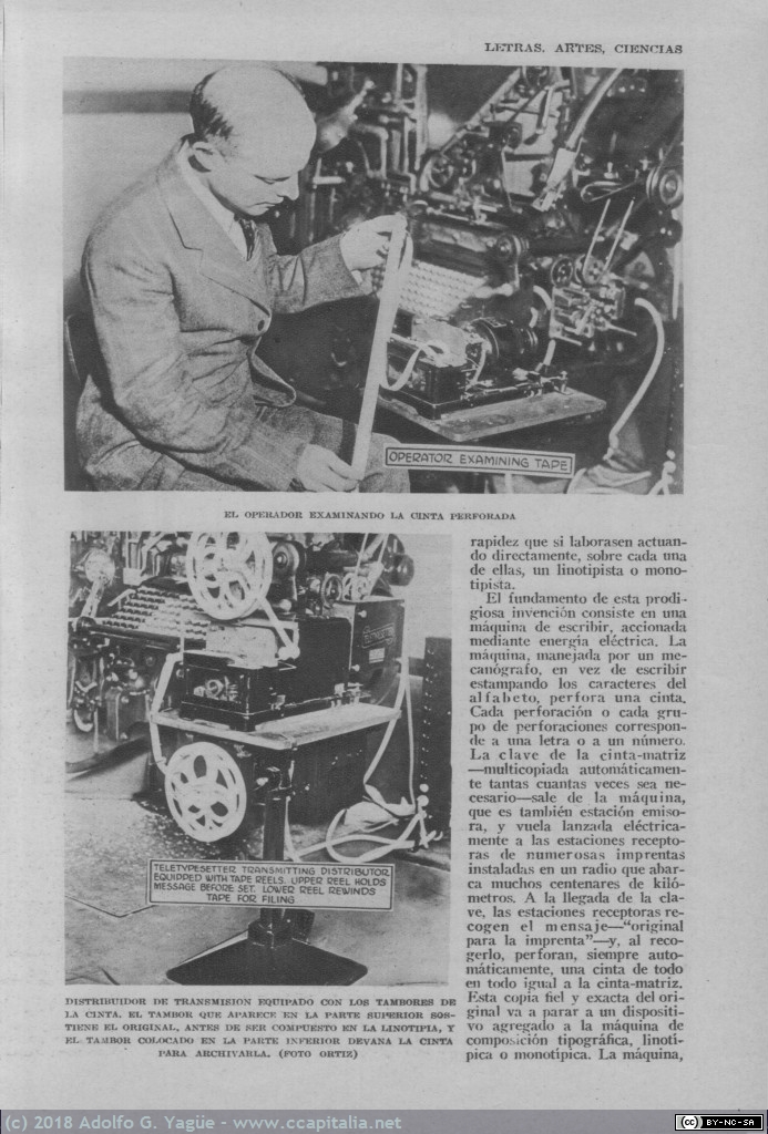 782 - Invención y funcionamiento del teletipógrafo. Blanco y Negro (3), 1929
