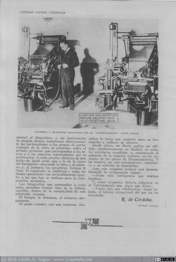 782 - Invención y funcionamiento del teletipógrafo. Blanco y Negro (4), 1929