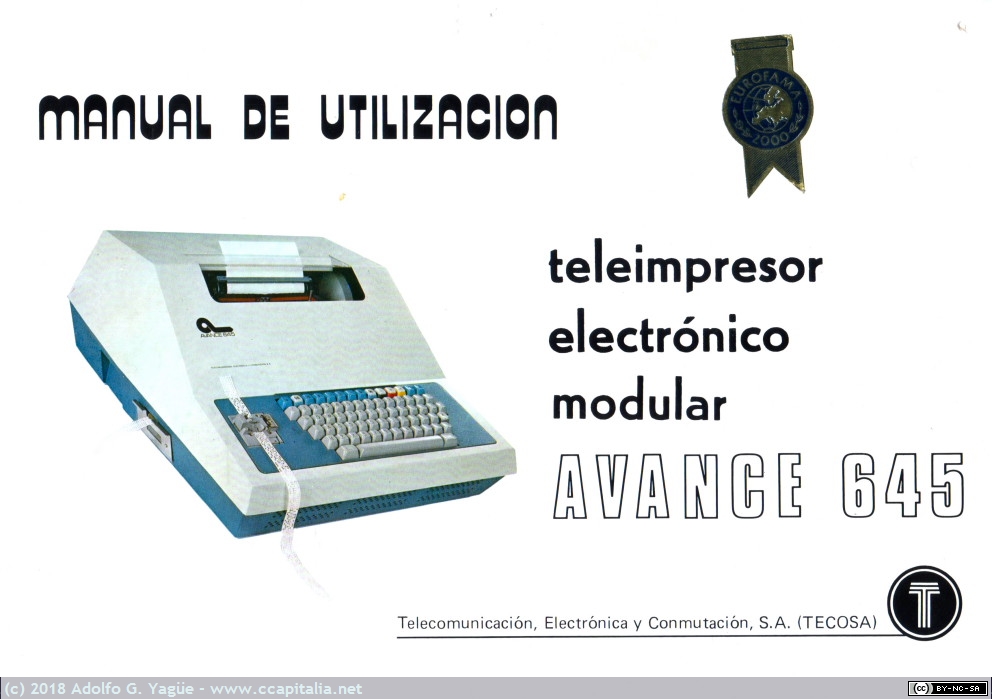 785 - Teleimpresor electrónico modular Avance 645. Manual de utilización (1), 1975