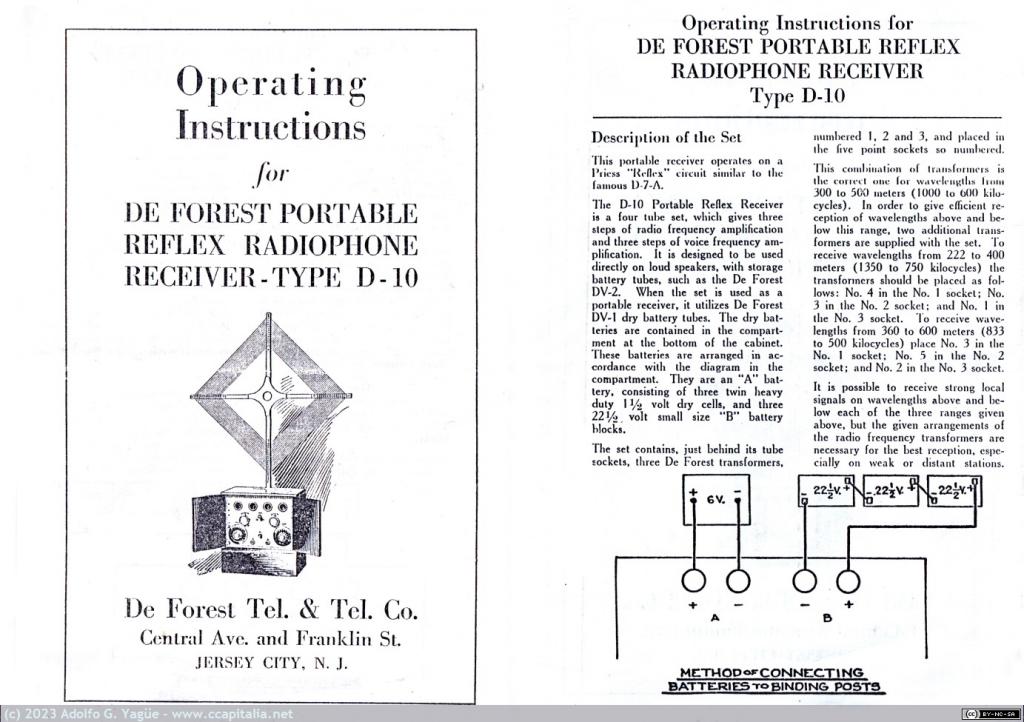 1635 - Receptor radio DeForest D-10. Manual de usuario (6), 1923