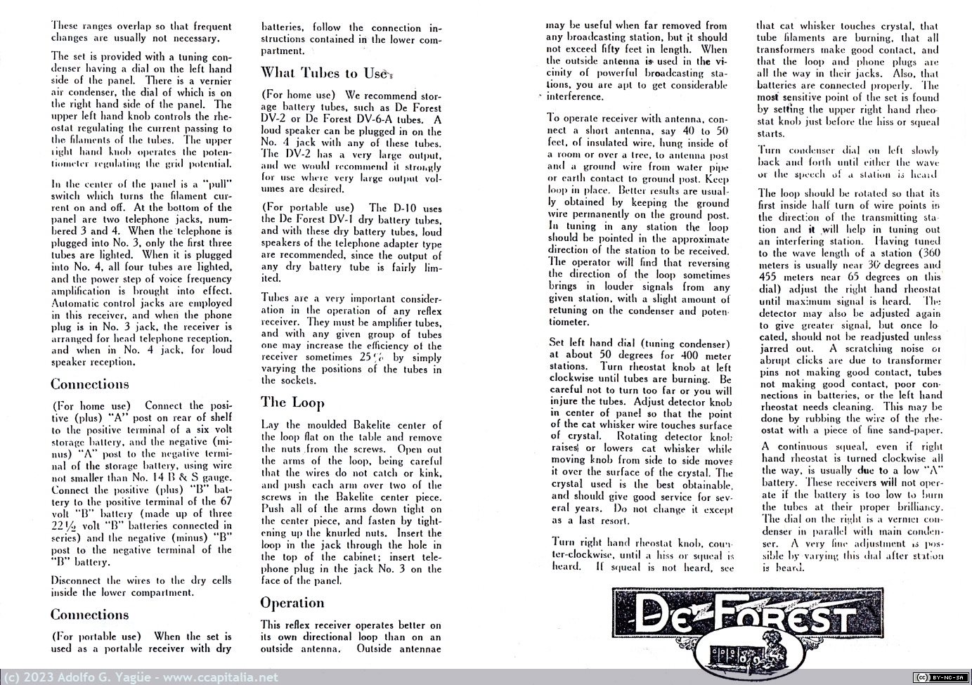 1635 - Receptor radio DeForest D-10. Manual de usuario (7), 1923